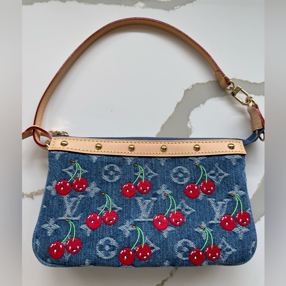 LV x TM Pochette Accessoires - Monogram cherry denim